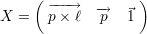     (              )
      ---→   -→   ⃗
X =   p × ℓ  p   1
